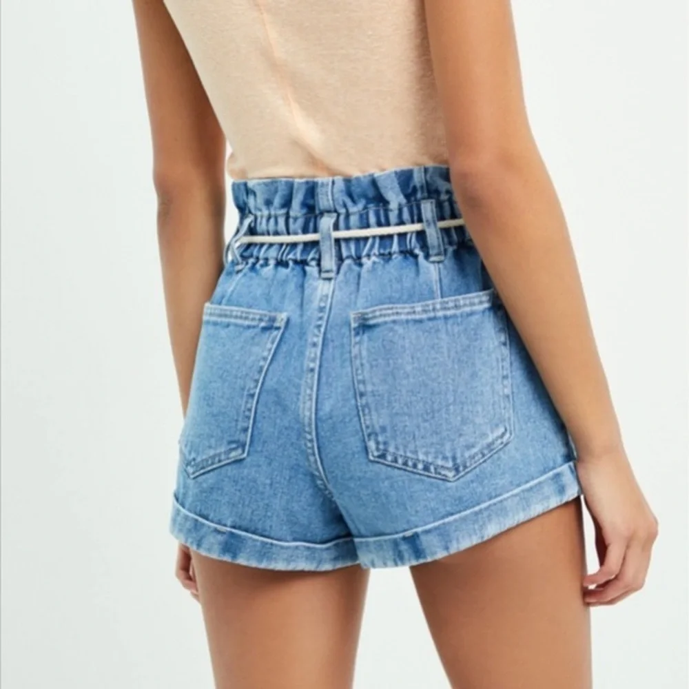 PacSun Paperbag Denim Blue Mom Shorts | S